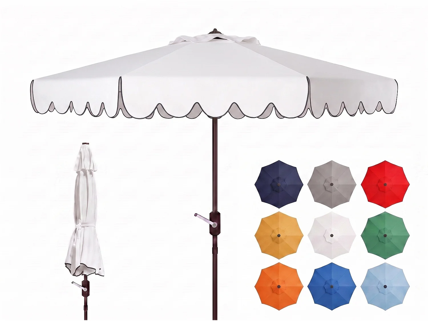 Parasol Blanc/Noir OPEN: 255 x 255 X 250 CLOSE: 15 x 15 x 250 cm - Dorinda