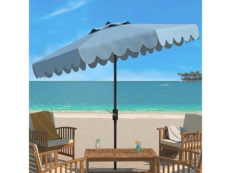 Parasol Bleu /blanc OPEN: 255 x 255 X 250 CLOSE: 15 x 15 x 250 cm - Dorinda