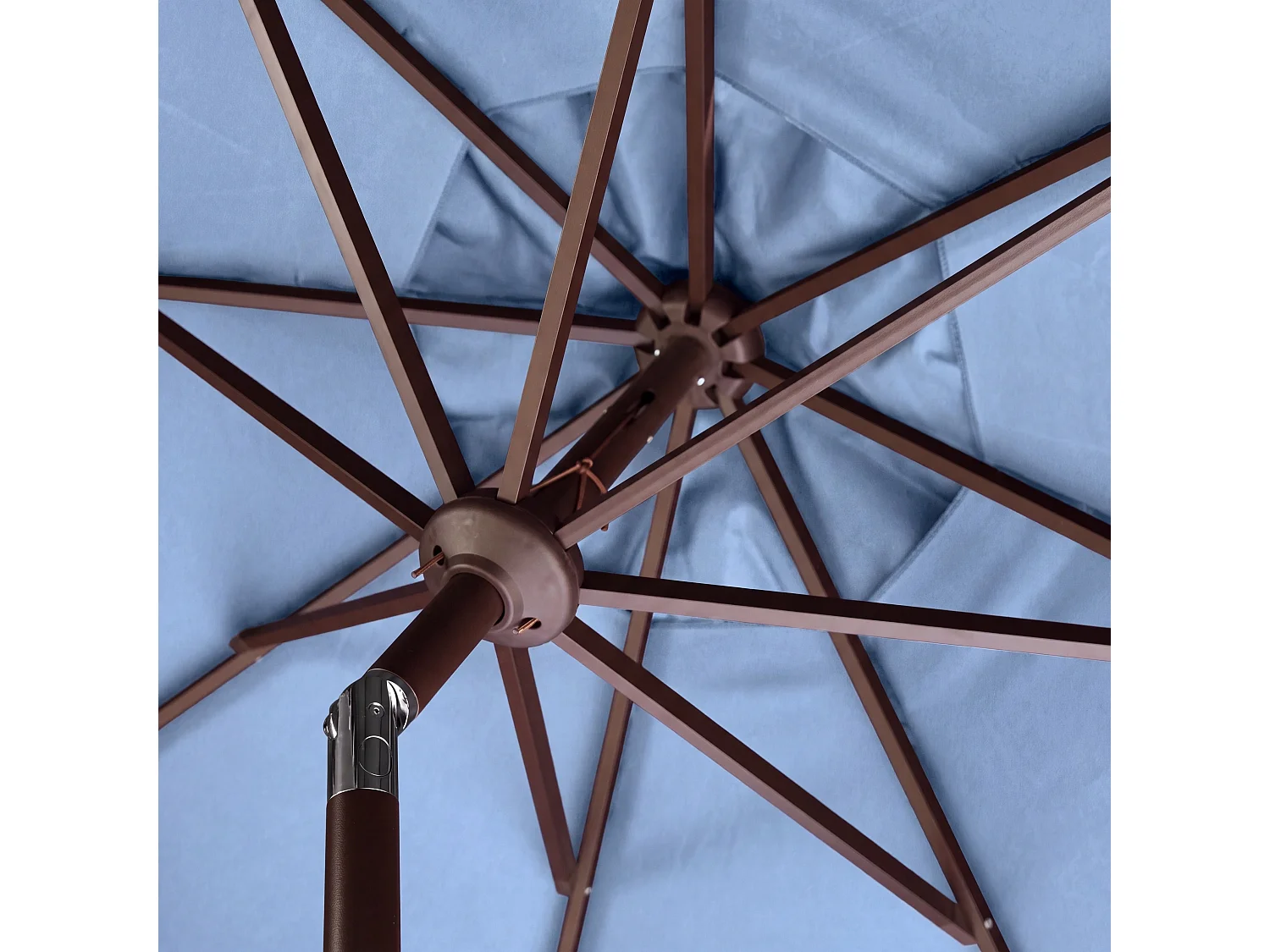 Parasol Bleu /blanc OPEN: 255 x 255 X 250 CLOSE: 15 x 15 x 250 cm - Dorinda