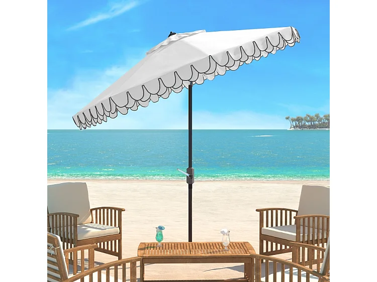 Parasol Blanc/Noir OPEN: 255 x 255 X 250 CLOSE: 15 x 15 x 250 cm - Valance