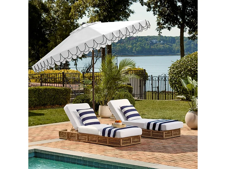 Parasol Blanc/Noir OPEN: 255 x 255 X 250 CLOSE: 15 x 15 x 250 cm - Valance