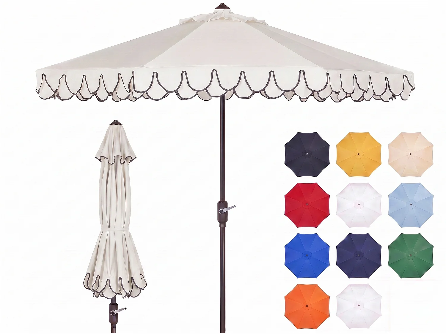 Parasol Blanc/Noir OPEN: 255 x 255 X 250 CLOSE: 15 x 15 x 250 cm - Valance
