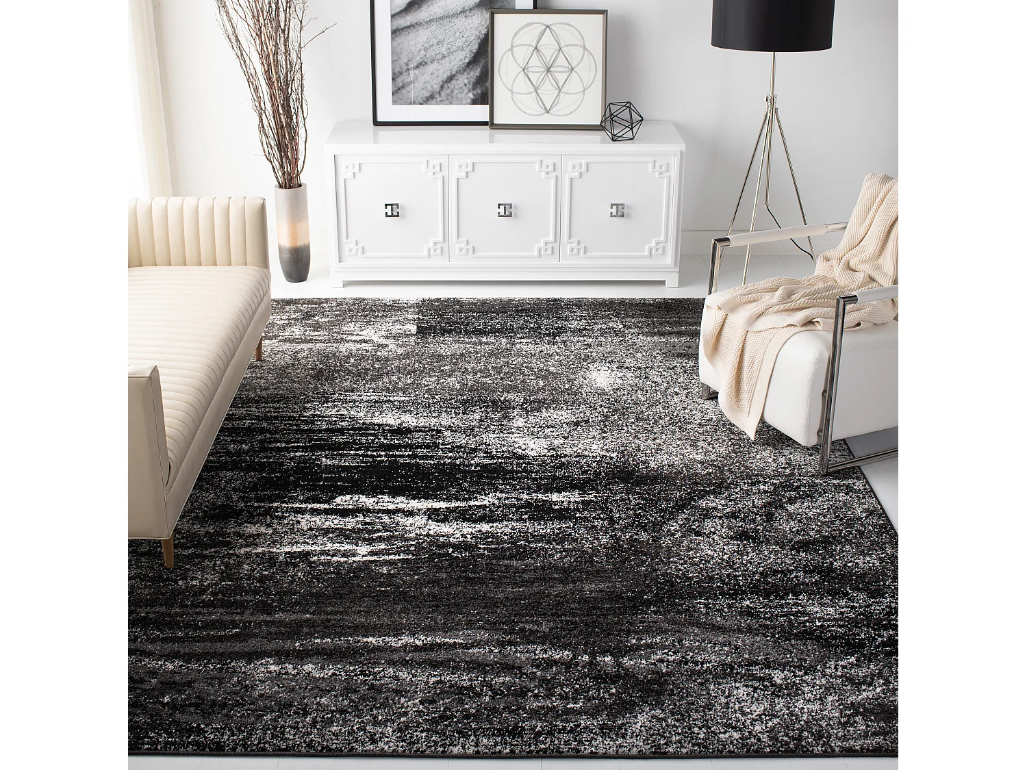 Tapis Argent/Noir 235 x 305 cm - Angelyna