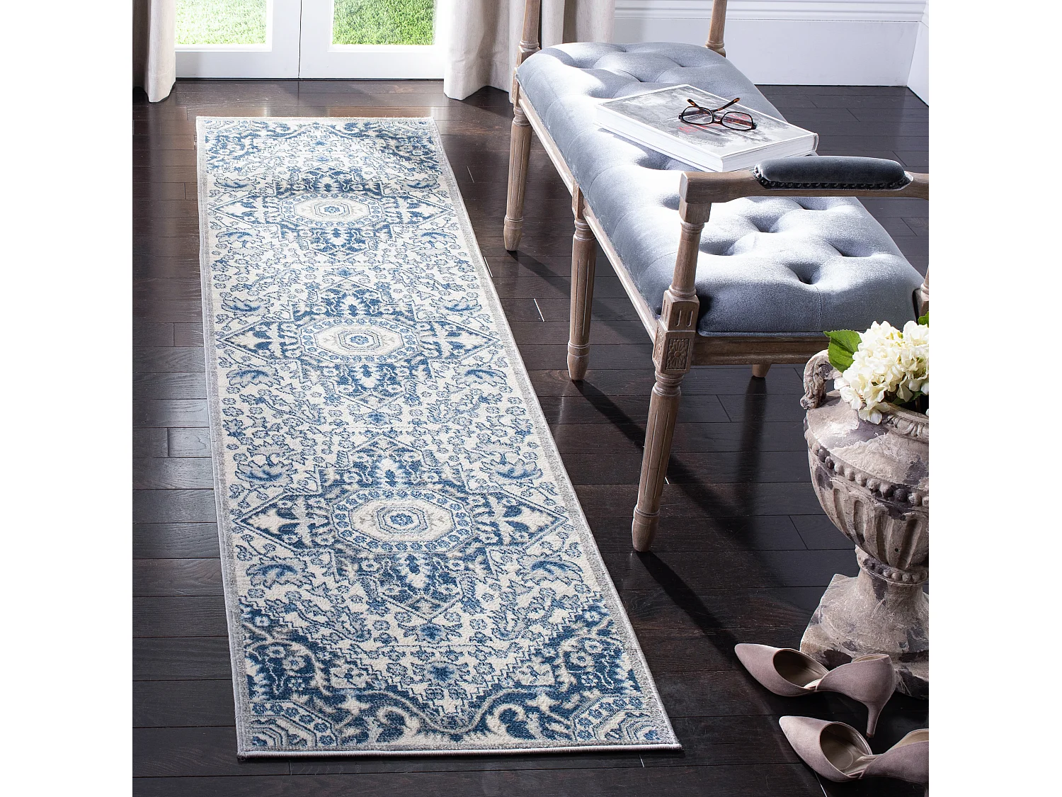 Tapis Neutre/Bleu 61 X 244 cm - Maeve