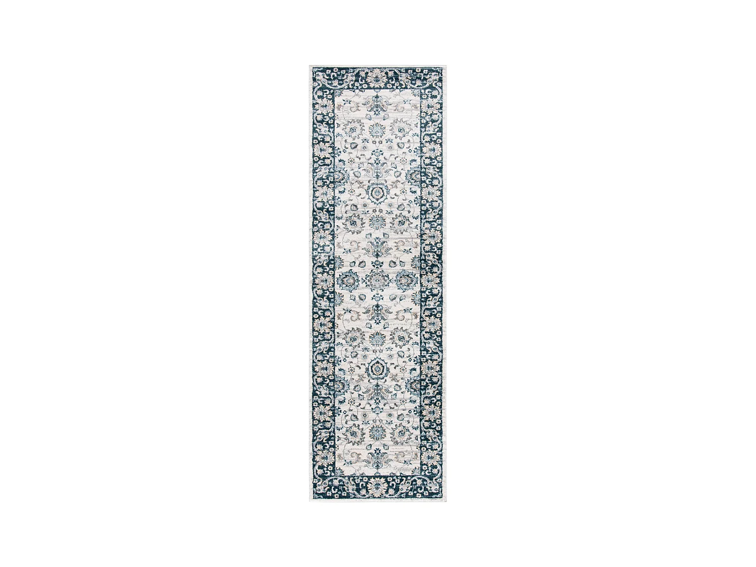 Tapis Neutre/Bleu Marine 66 X 213 cm - Alayna
