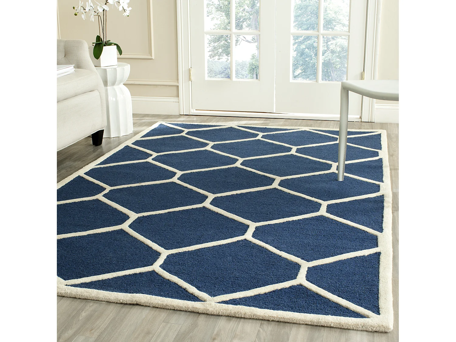 Tapis Bleu Marine Bleu/Neutre 122 X 183 cm - Lulu