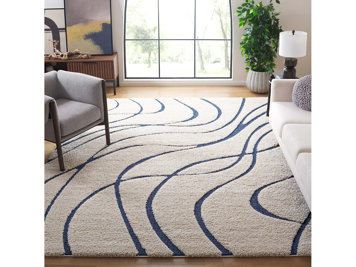 Tapis Crème/Bleu 236 x 305 cm - Naples