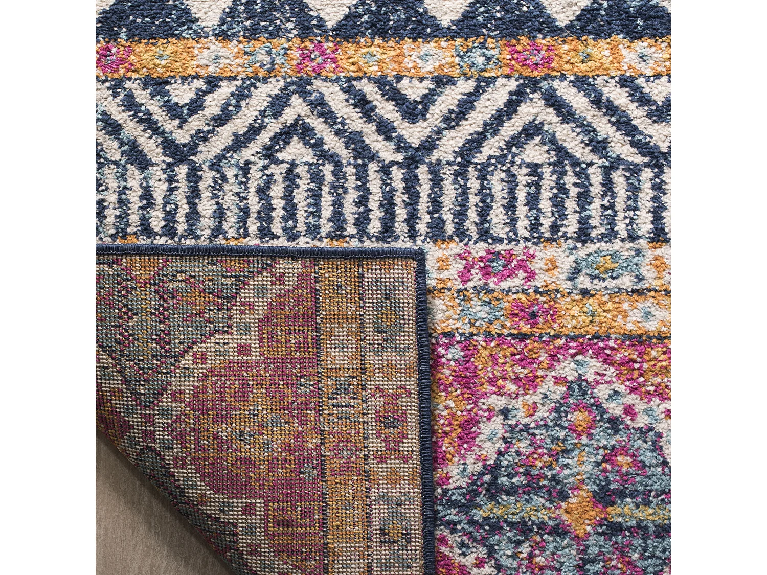 Tapis Bleu Marine/Neutre 91 X 152 cm - Esme