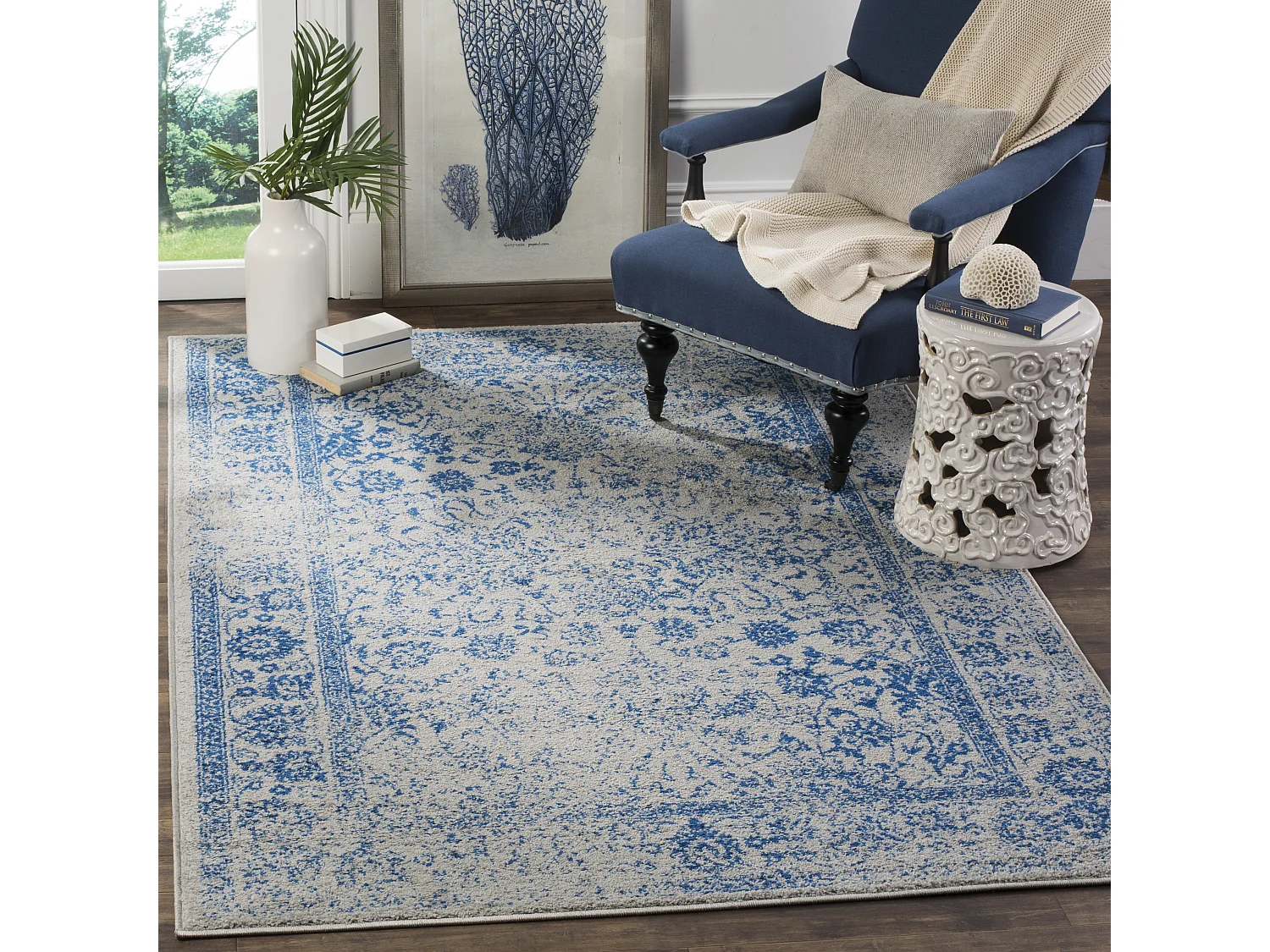 Tapis Gris/Bleu 122 X 183 cm - Lucinda