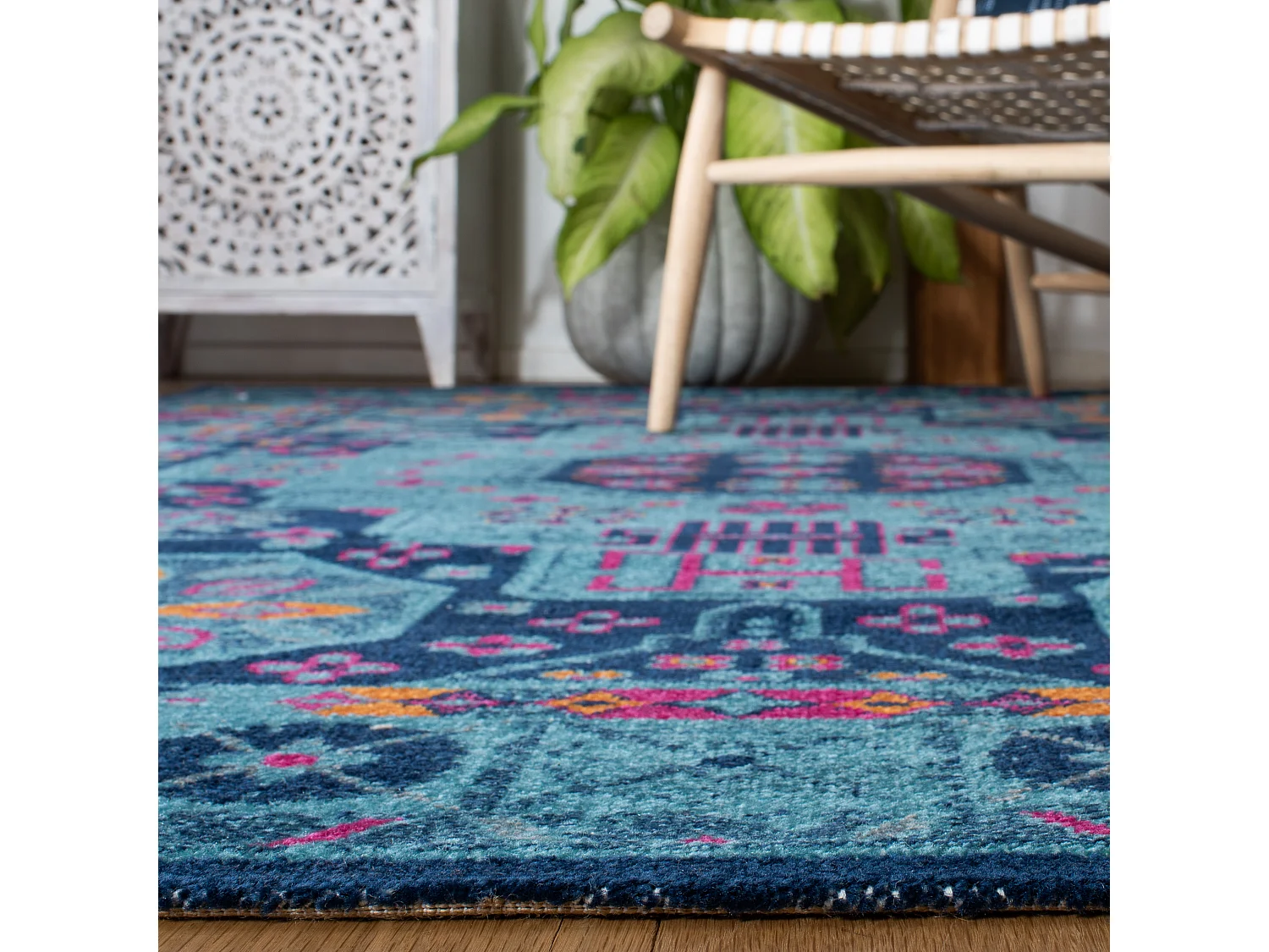 Tapis Bleu/Multicolore 91 X 152 cm - Charlee