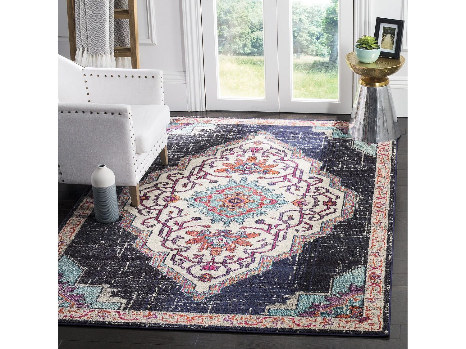 Tapis Noir/Bleu 122 X 170 cm - Isabelle