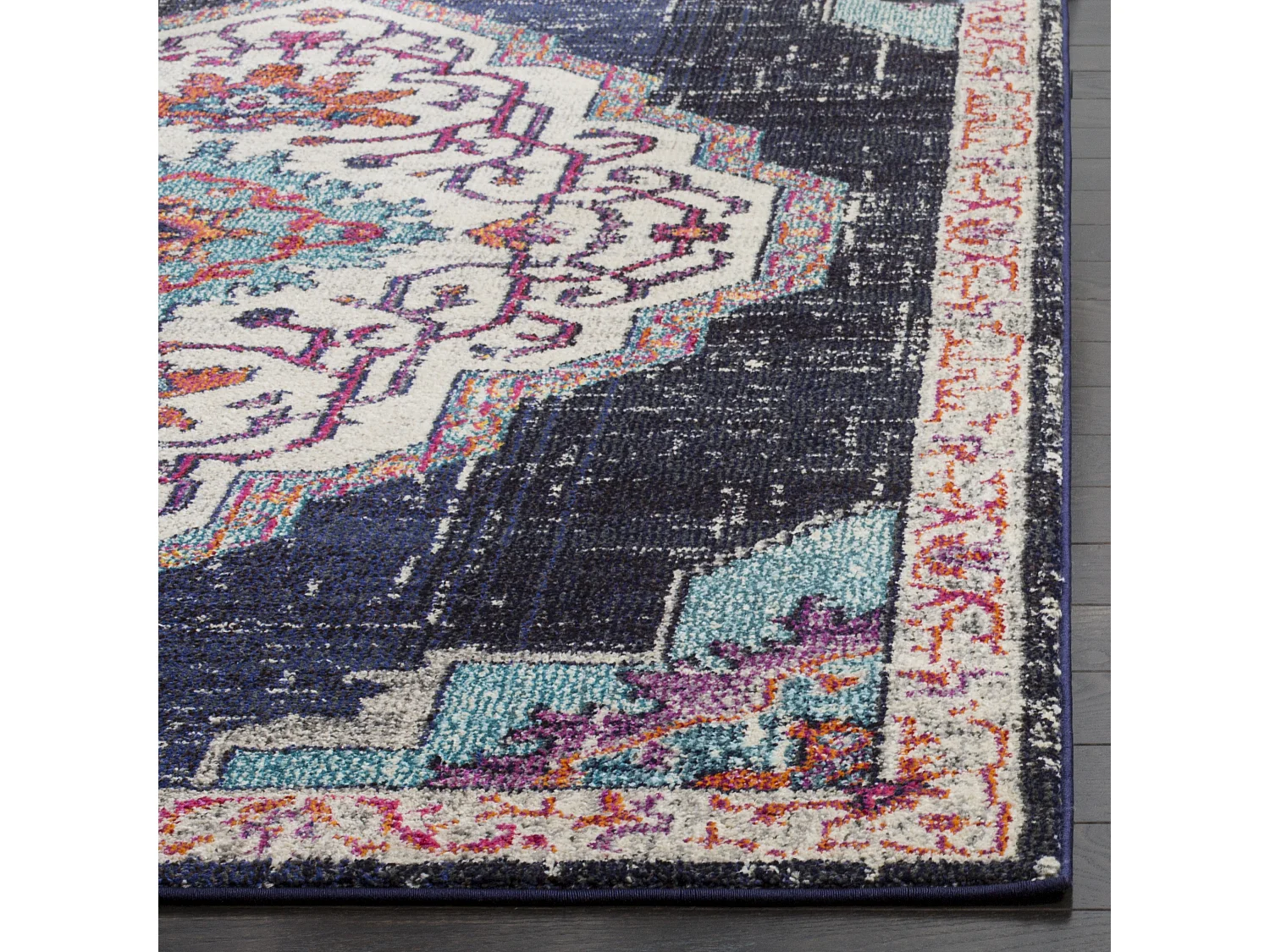 Tapis Noir/Bleu 122 X 170 cm - Isabelle