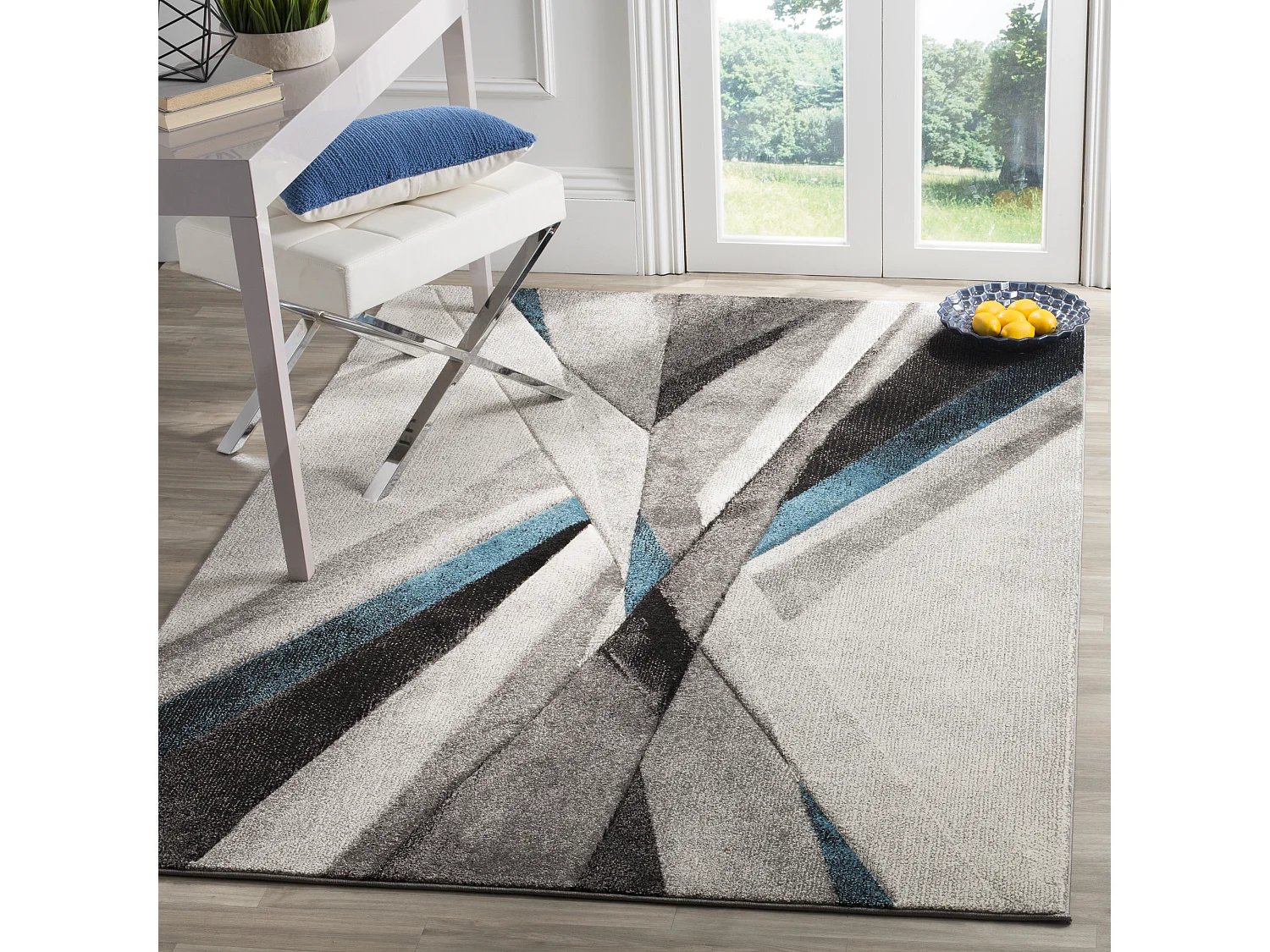 Tapis Gris/Bleu 122 X 183 cm - Aubrey