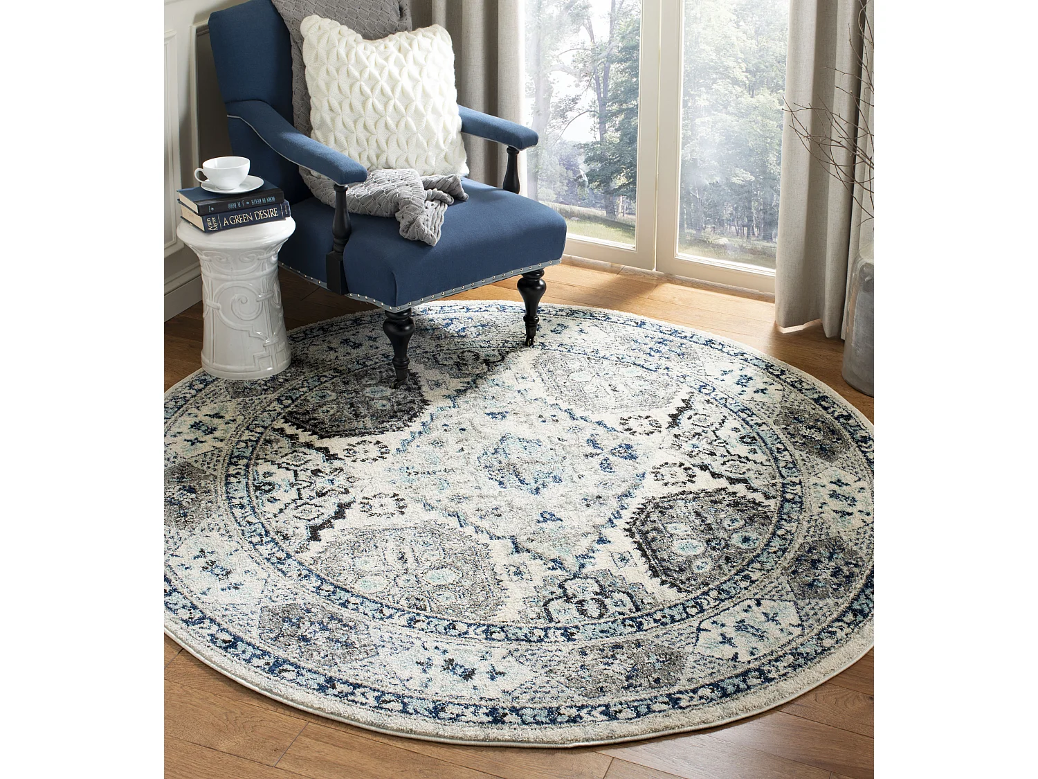 Tapis Gris/Bleu 201 X 201 cm - Maisie