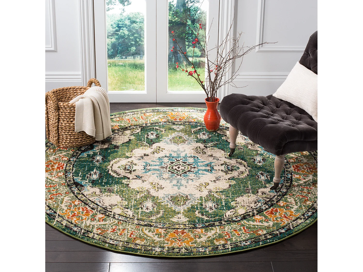 Tapis Vert forêt/Bleu clair 201 X 201 cm - Milà