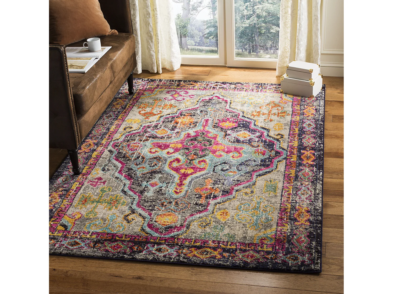 Tapis Gris/Rose 122 X 170 cm - Sonia