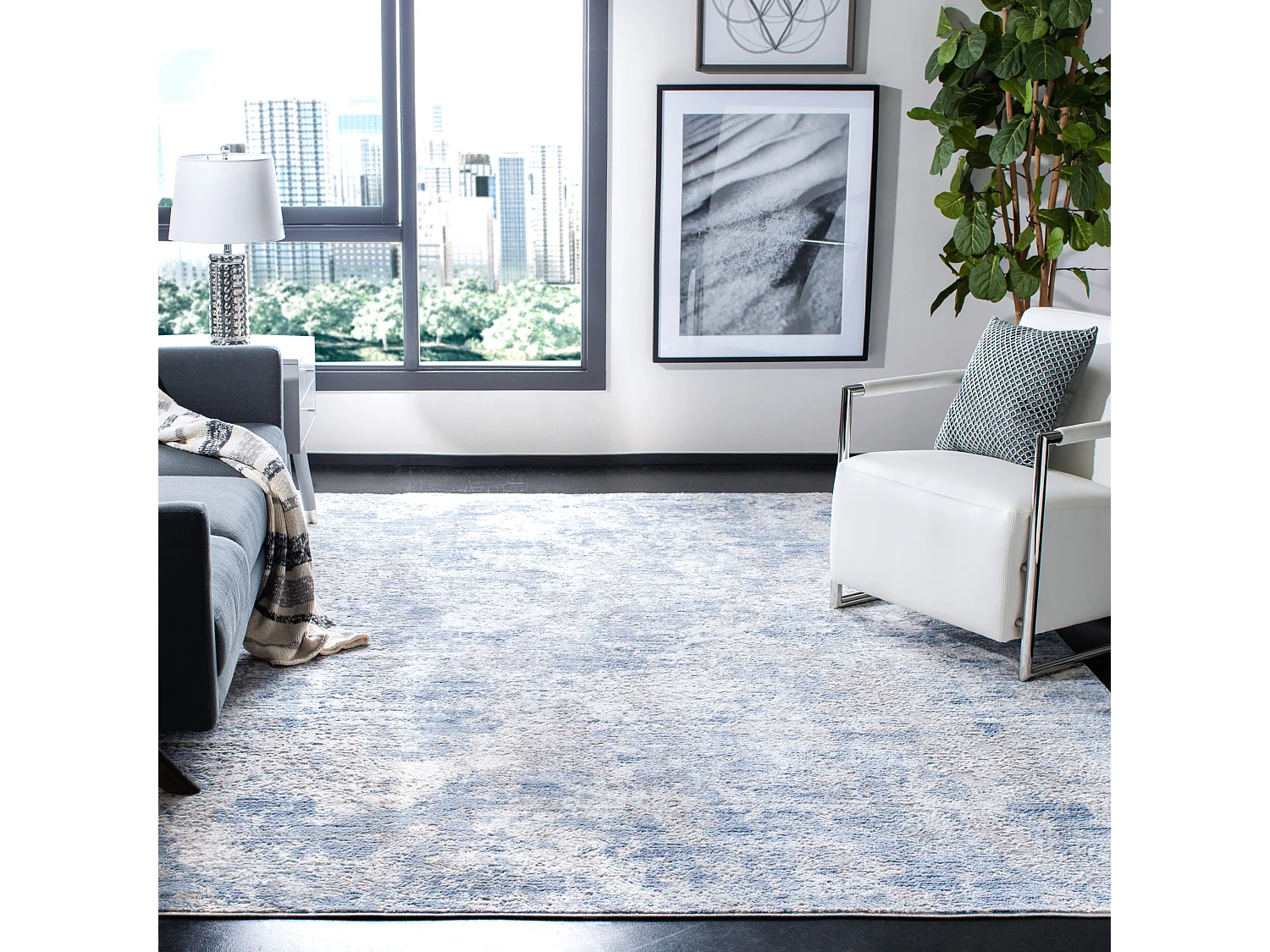 Tapis Gris/Bleu 236 x 305 cm - Rhiannon