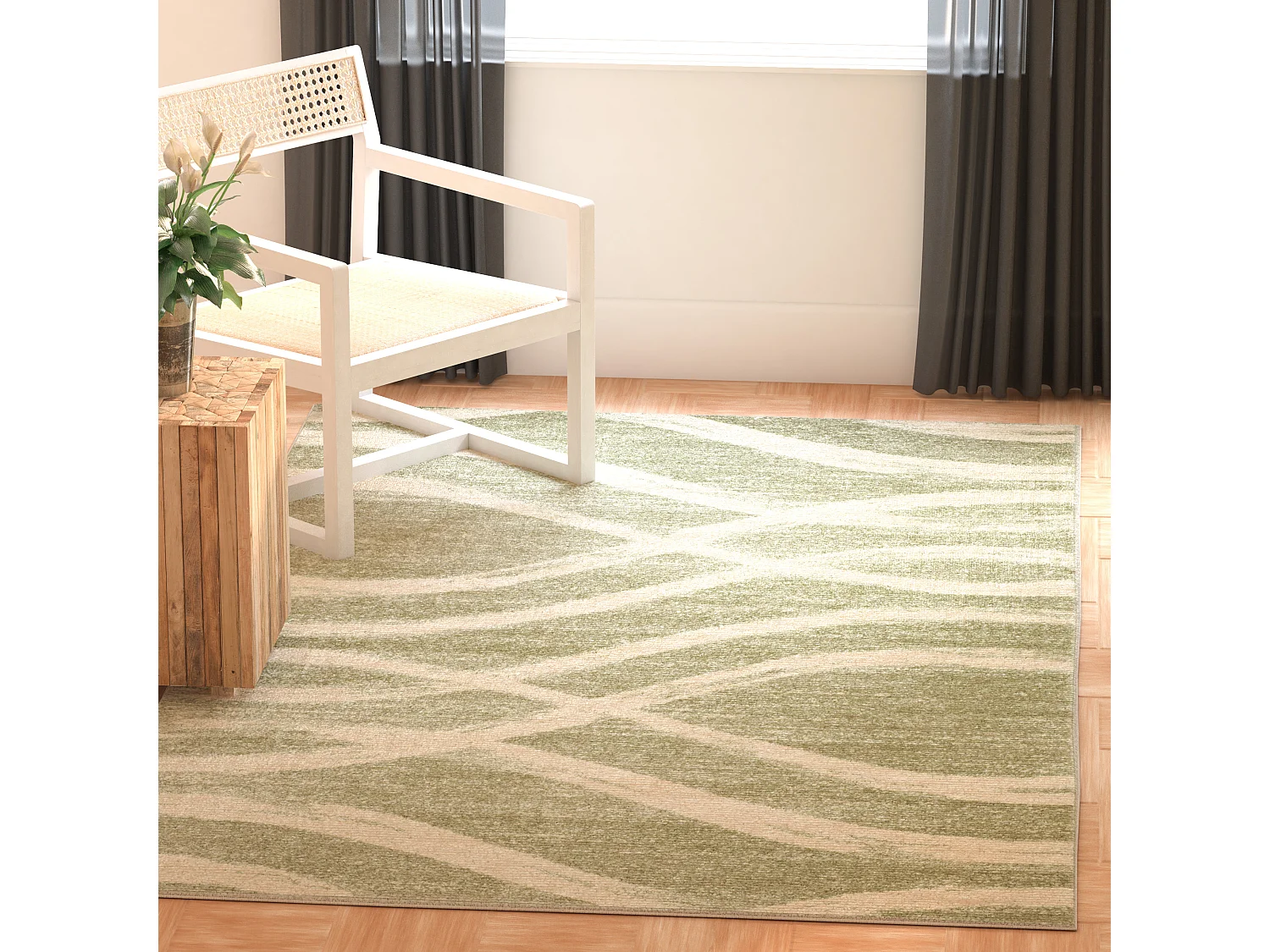 Tapis Vert/Neutre 155 X 229 cm - Leocadia