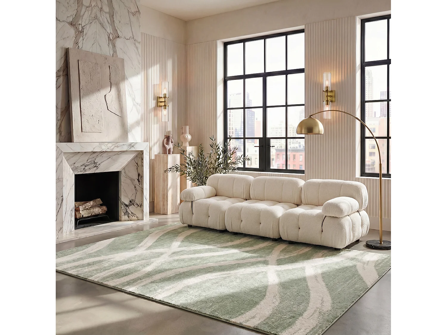 Tapis Vert/Neutre 155 X 229 cm - Leocadia