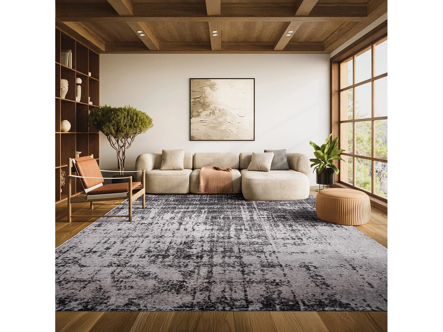 Tapis Argent/Noir 122 X 122 cm - Brianna