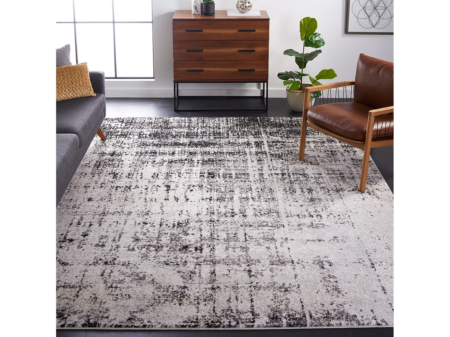 Tapis Argent/Noir 122 X 122 cm - Brianna