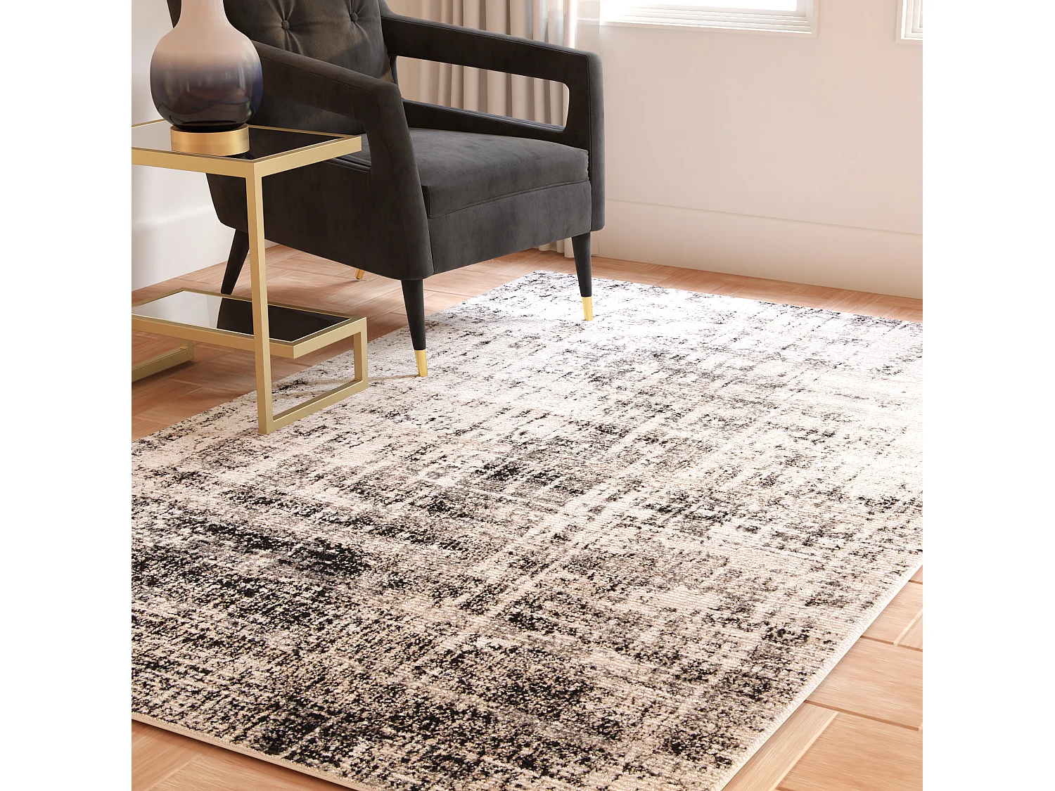 Tapis Argent/Noir 122 X 122 cm - Brianna