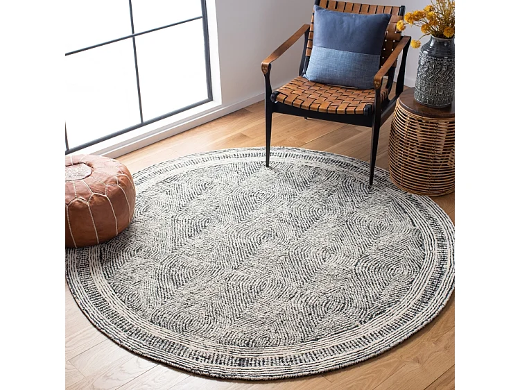 Tapis Ivoire/Fusain 122 X 122 cm - Alaska