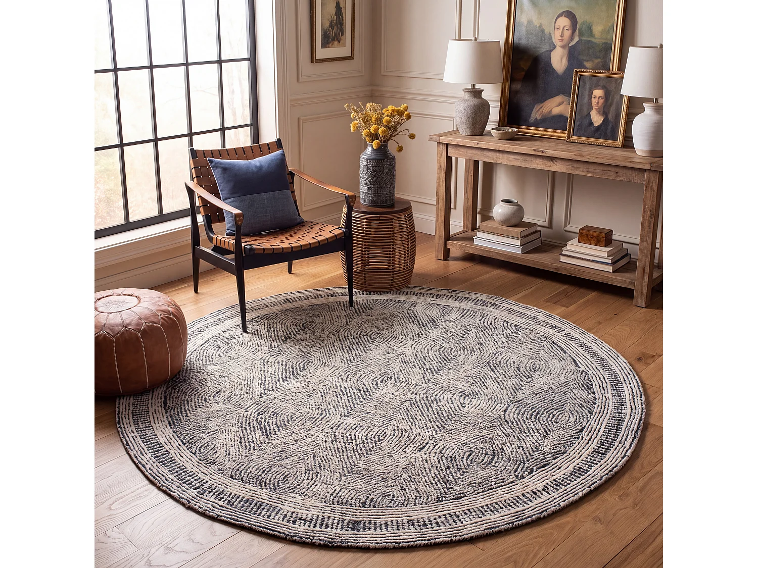 Tapis Ivoire/Fusain 122 X 122 cm - Alaska