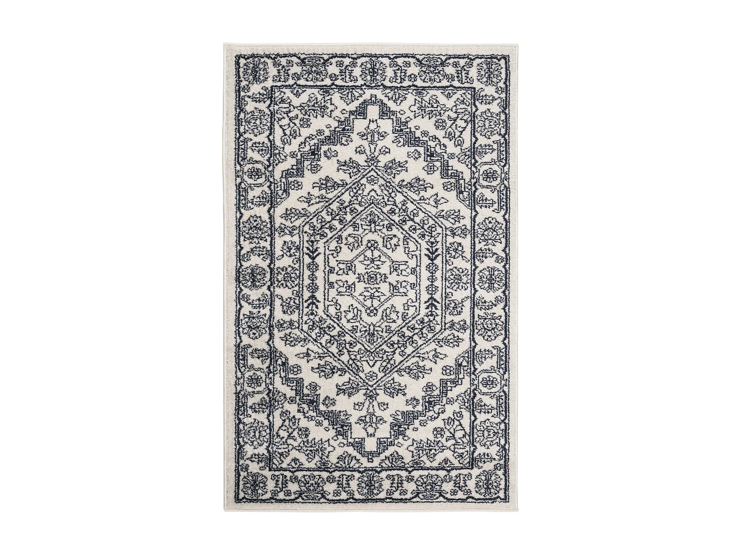 Tapis Neutre/Bleu Marine 91 X 152 cm - Arianwen
