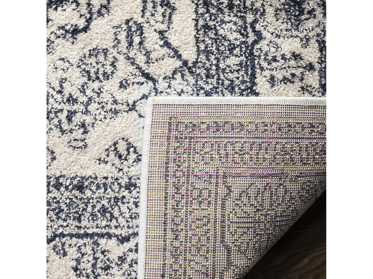 Tapis Neutre/Bleu Marine 91 X 152 cm - Arianwen