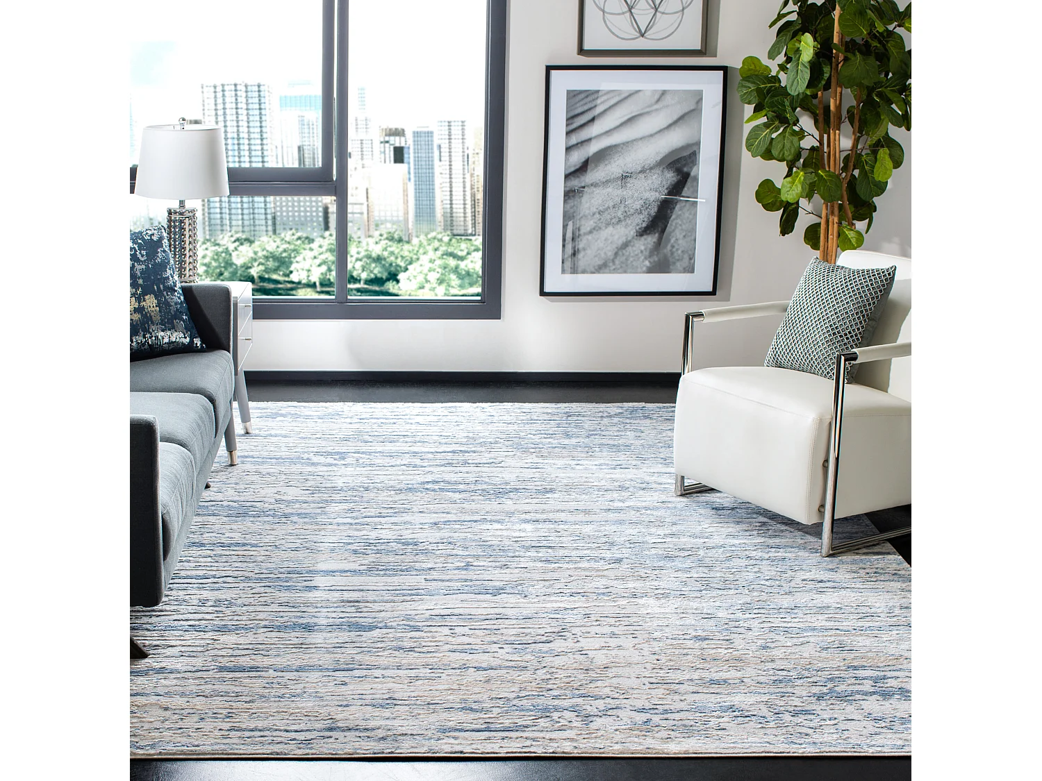 Tapis Ivoire/Bleu 236 x 305 cm - Gabriel