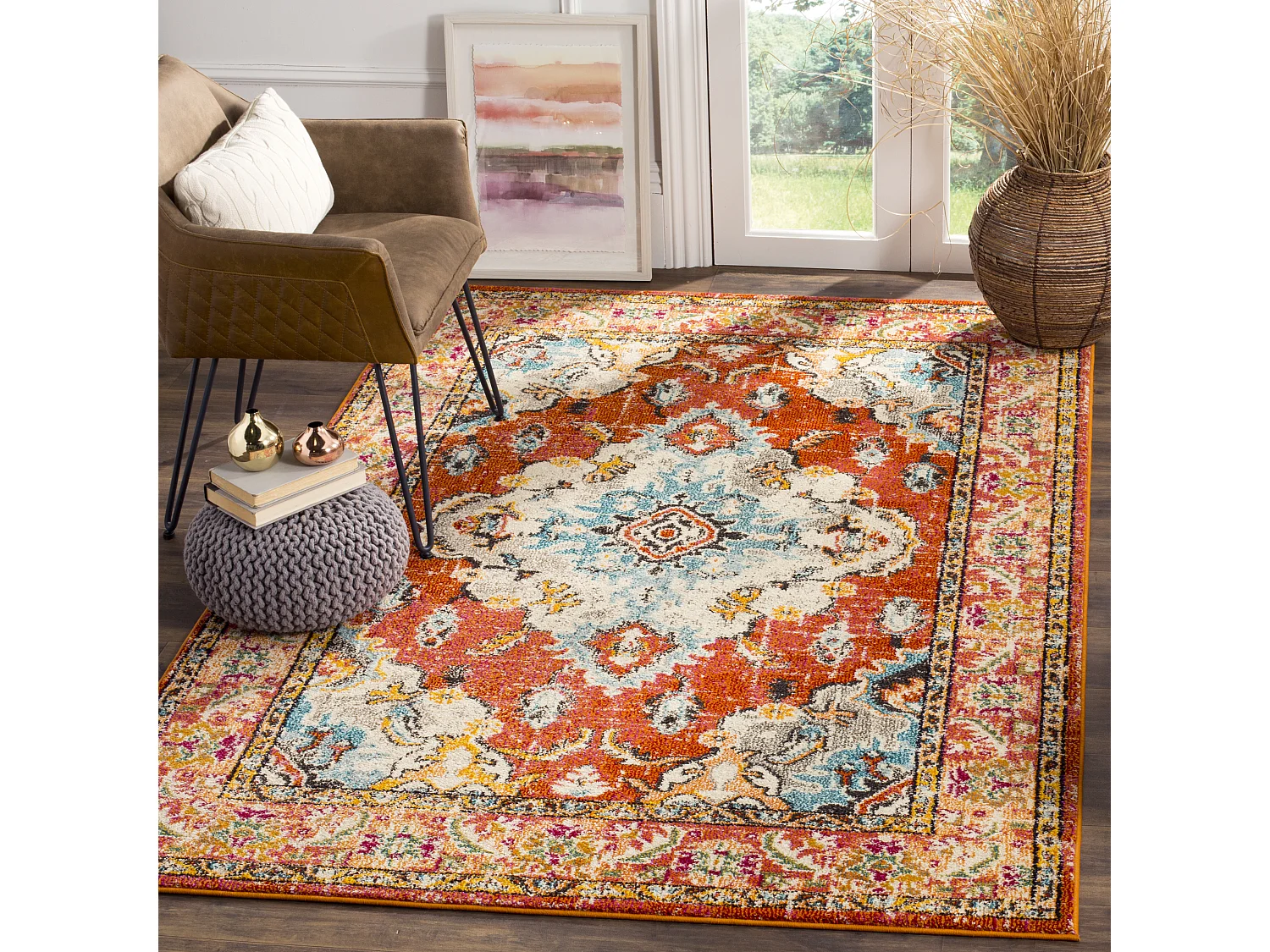 Tapis Orange/Bleu 122 X 170 cm - Milà