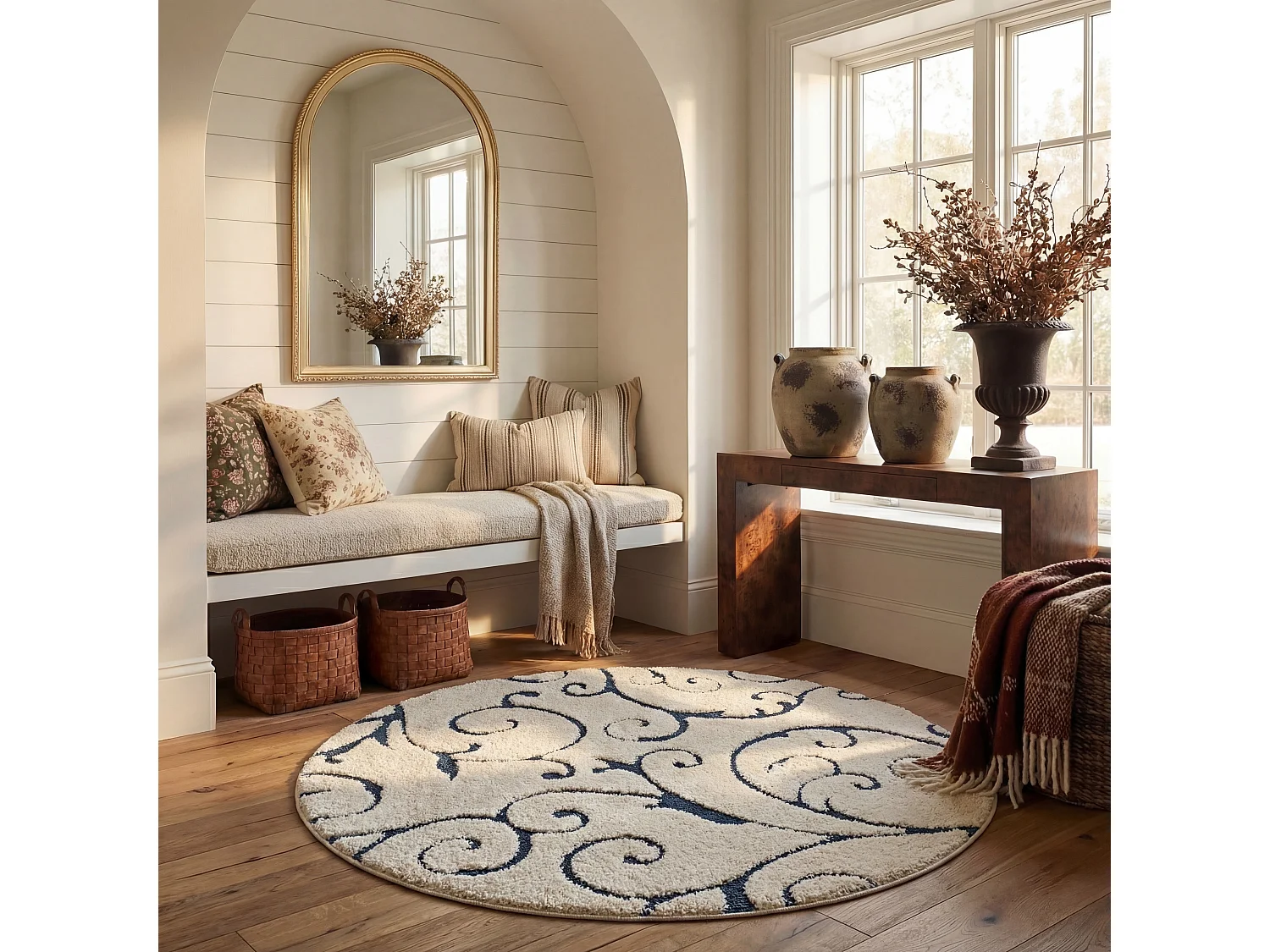 Tapis Crème/Bleu 122 X 122 cm - Rosalind