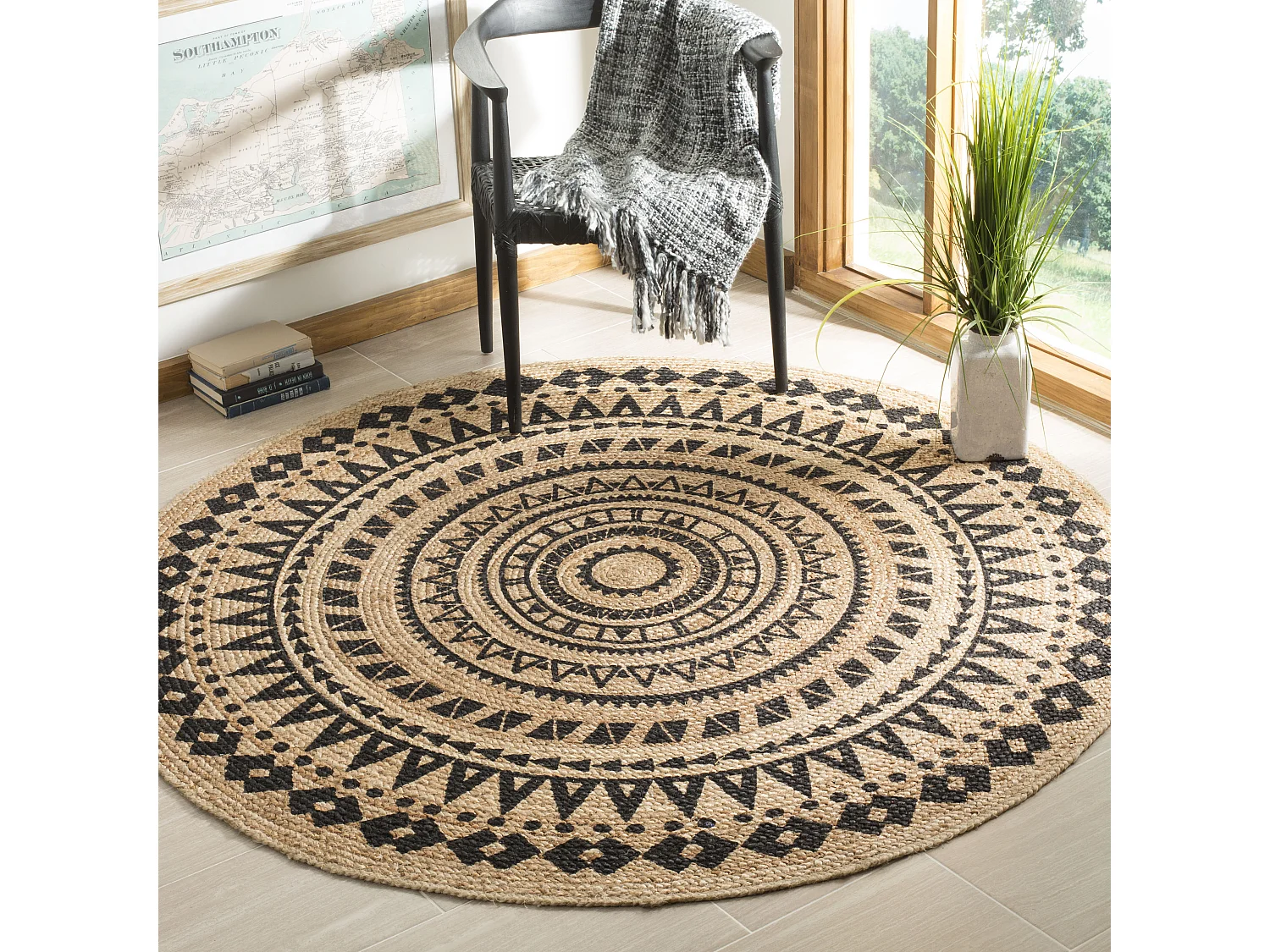 Tapis Noir/Naturel 122 X 122 cm - Houda