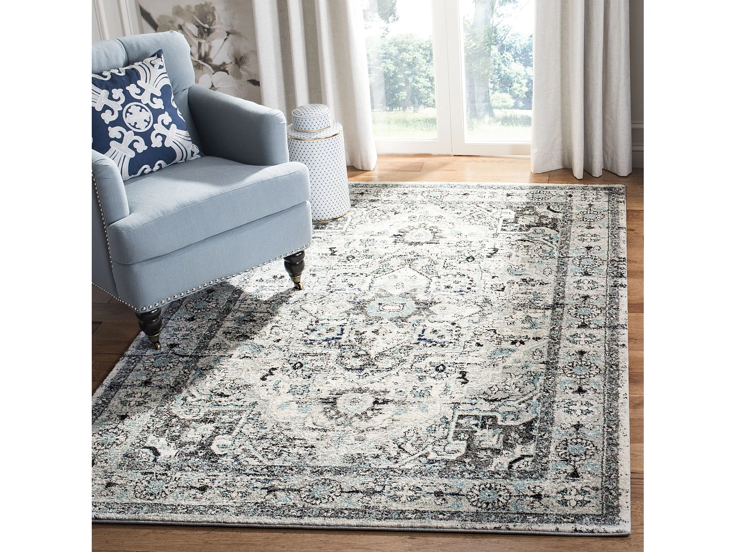 Tapis Gris/Bleu 201 X 201 cm - Marissa