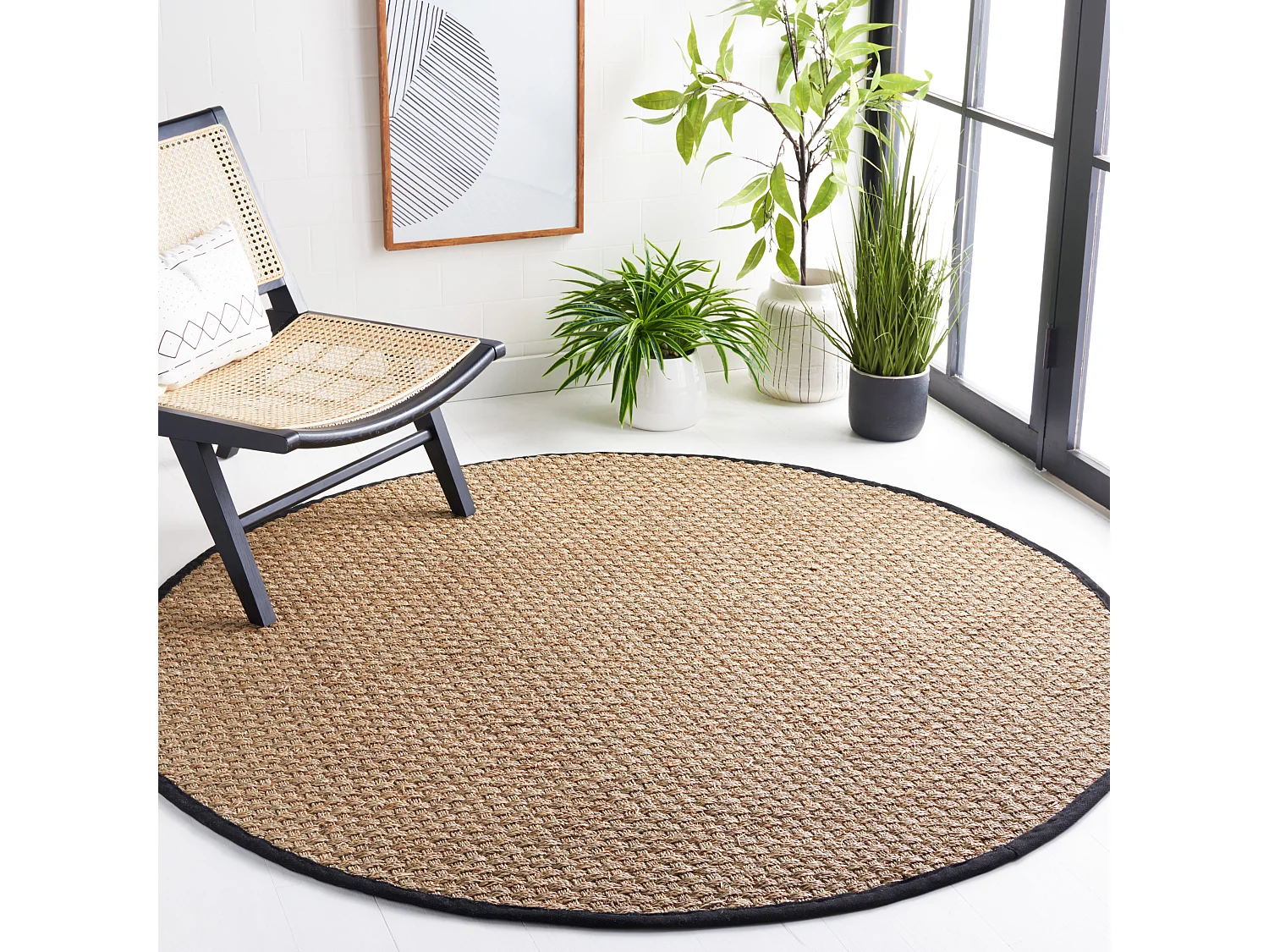 Tapis Naturel/Noir 122 X 122 cm - Roselyn