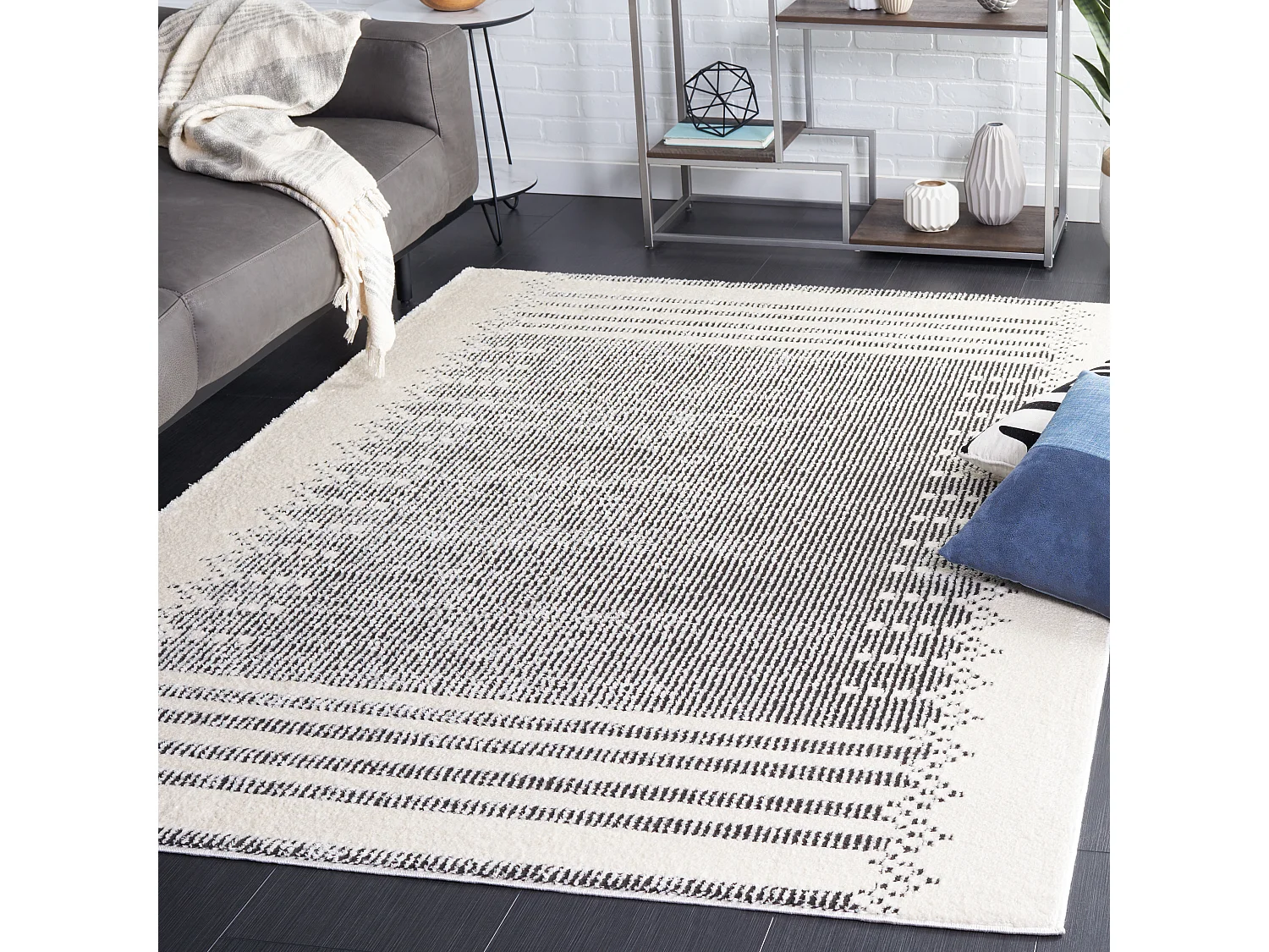 Tapis Ivoire/Noir 122 X 183 cm - Aerith