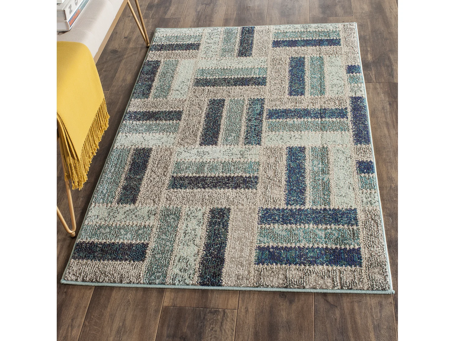 Tapis Gris/Bleu 91 X 152 cm - Jax