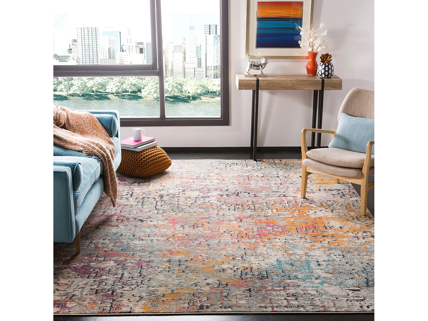 Tapis Gris/Rose 244 X 305 cm - Manjor