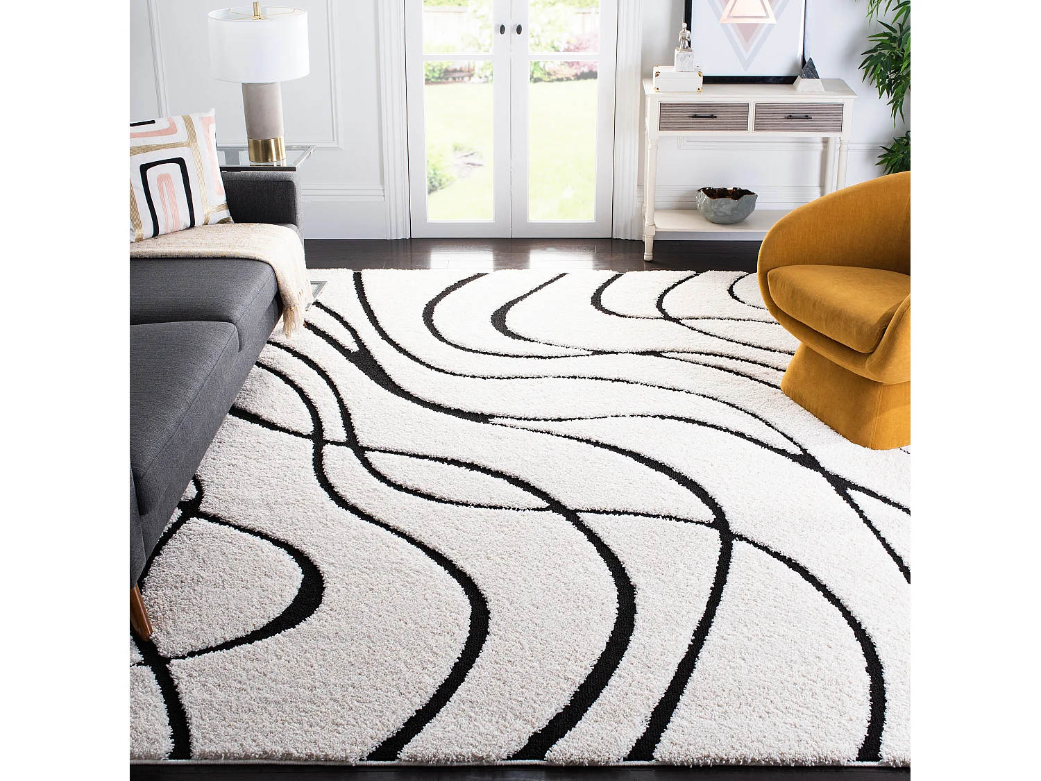 Tapis Ivoire/Noir 236 x 305 cm - Naples