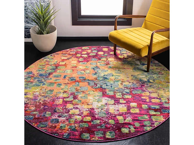 Tapis Fuchsia/Or 122 X 122 cm - Paisley