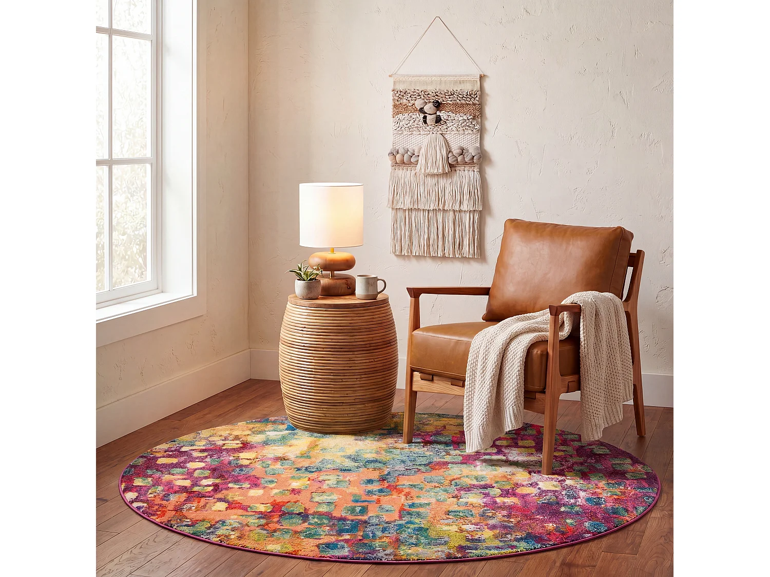 Tapis Fuchsia/Or 122 X 122 cm - Paisley