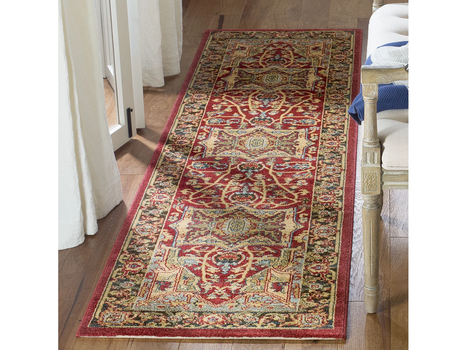 Tapis Neutre/Bleu Marine 66 X 244 cm - Alberto