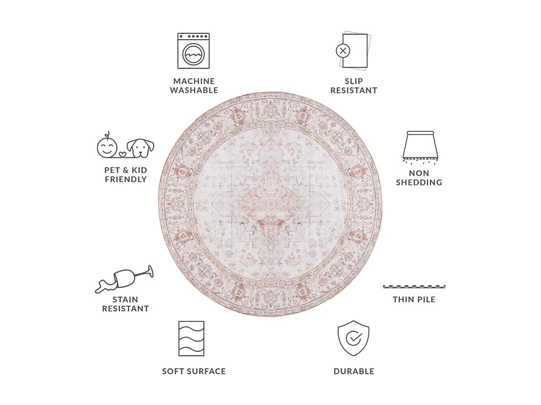 Tapis Gris clair/Rouille 91 X 91 cm - Primrose