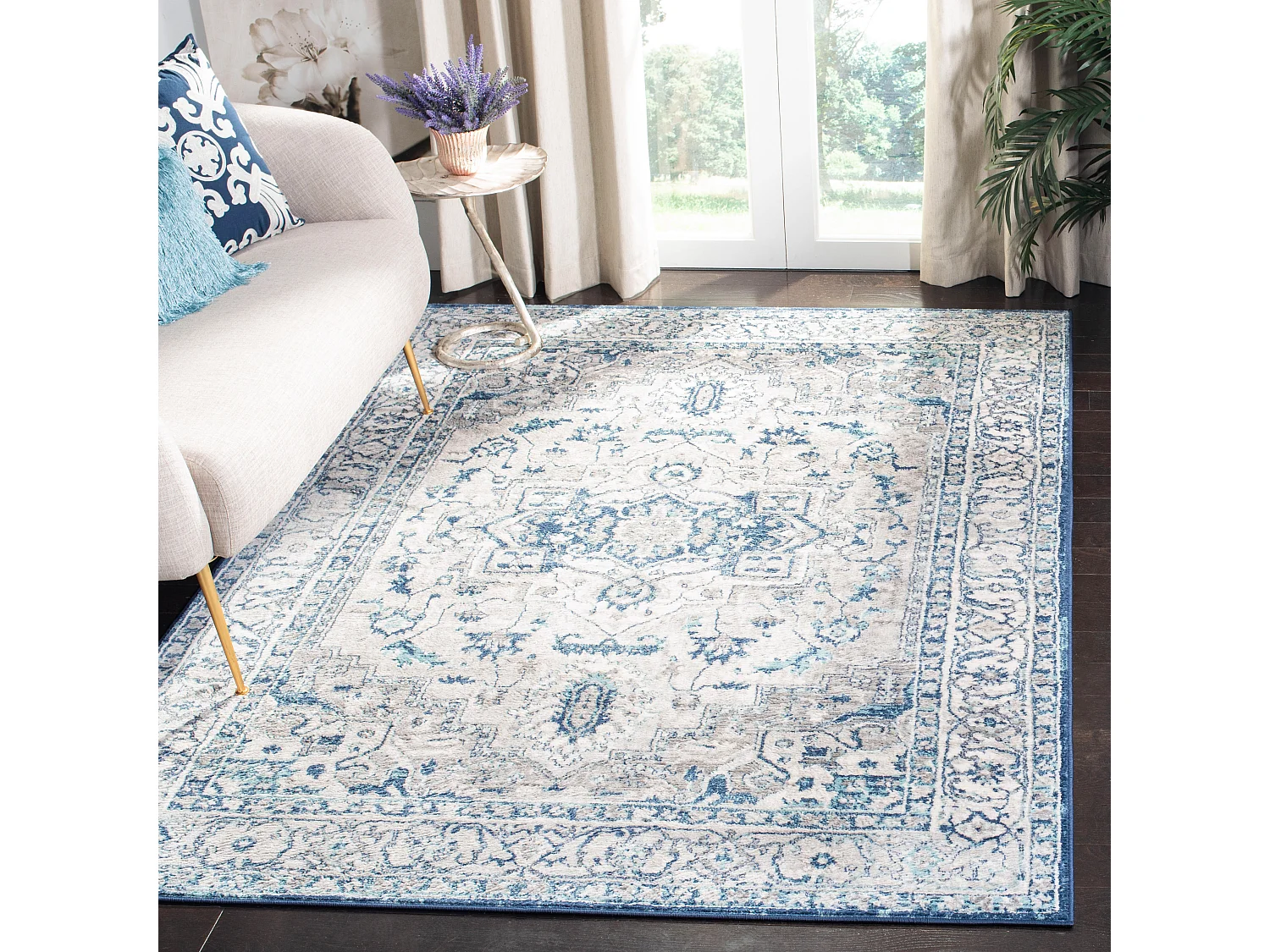Tapis Gris/Bleu 122 X 183 cm - Russo