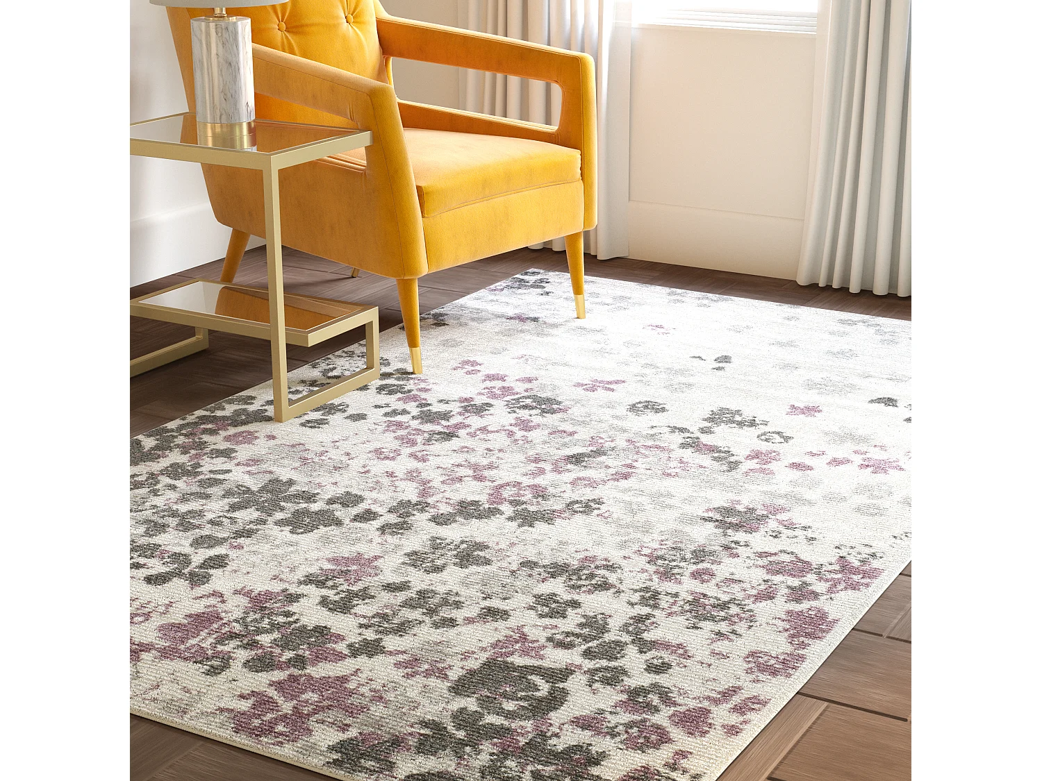 Tapis Ivoire/Violet 155 x 229 cm - Alyssa