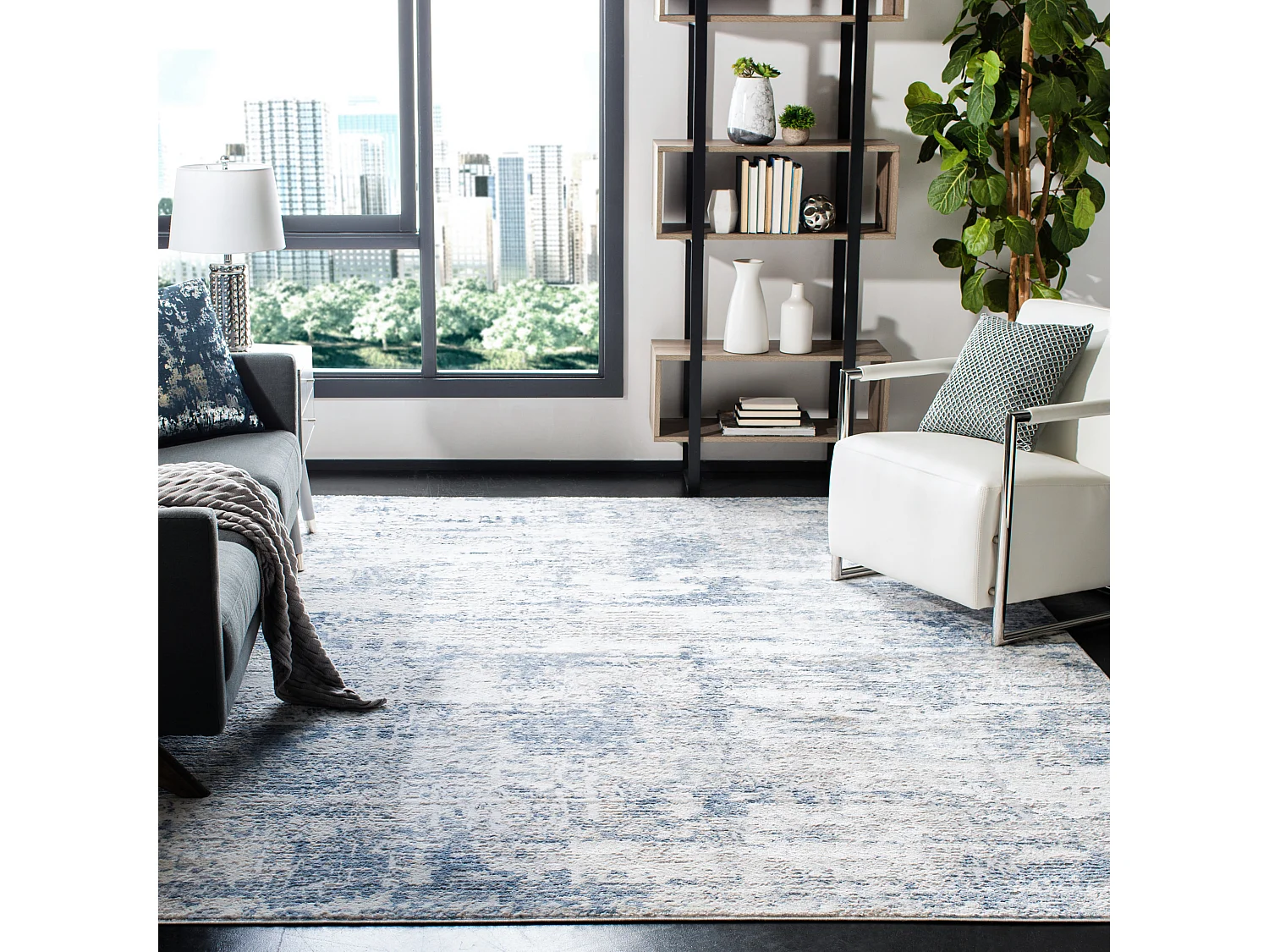 Tapis Ivoire/Bleu 236 x 305 cm - Senata