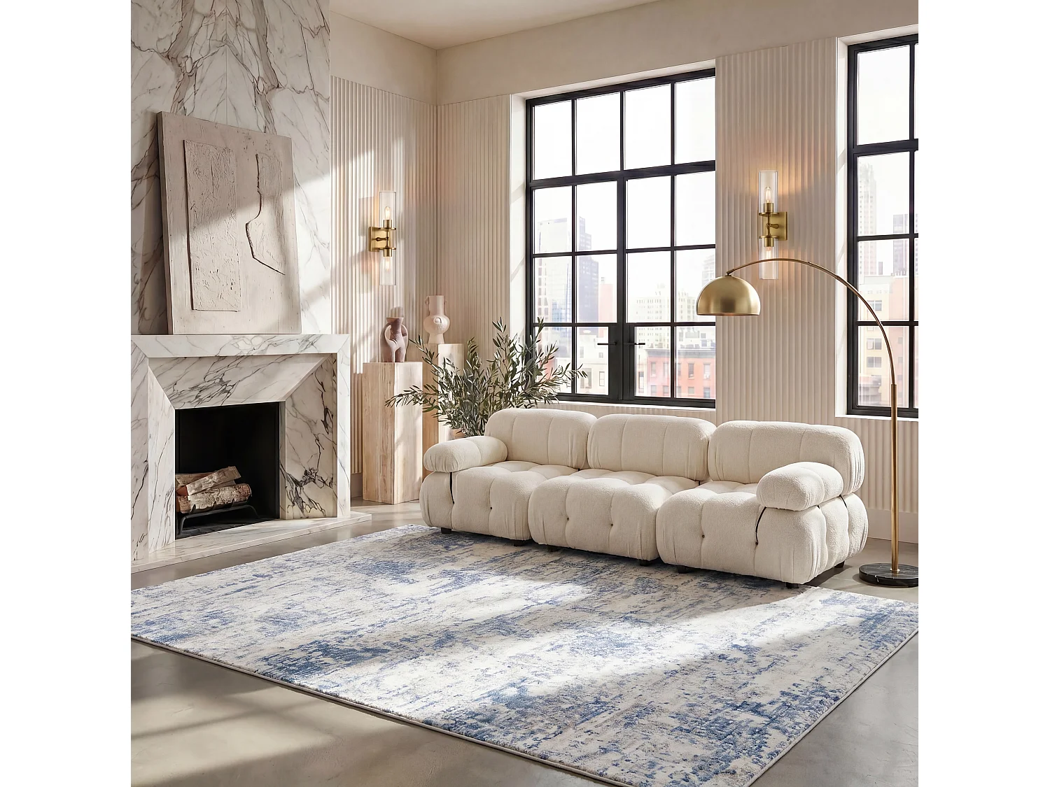 Tapis Ivoire/Bleu 91 X 91 cm - Senata