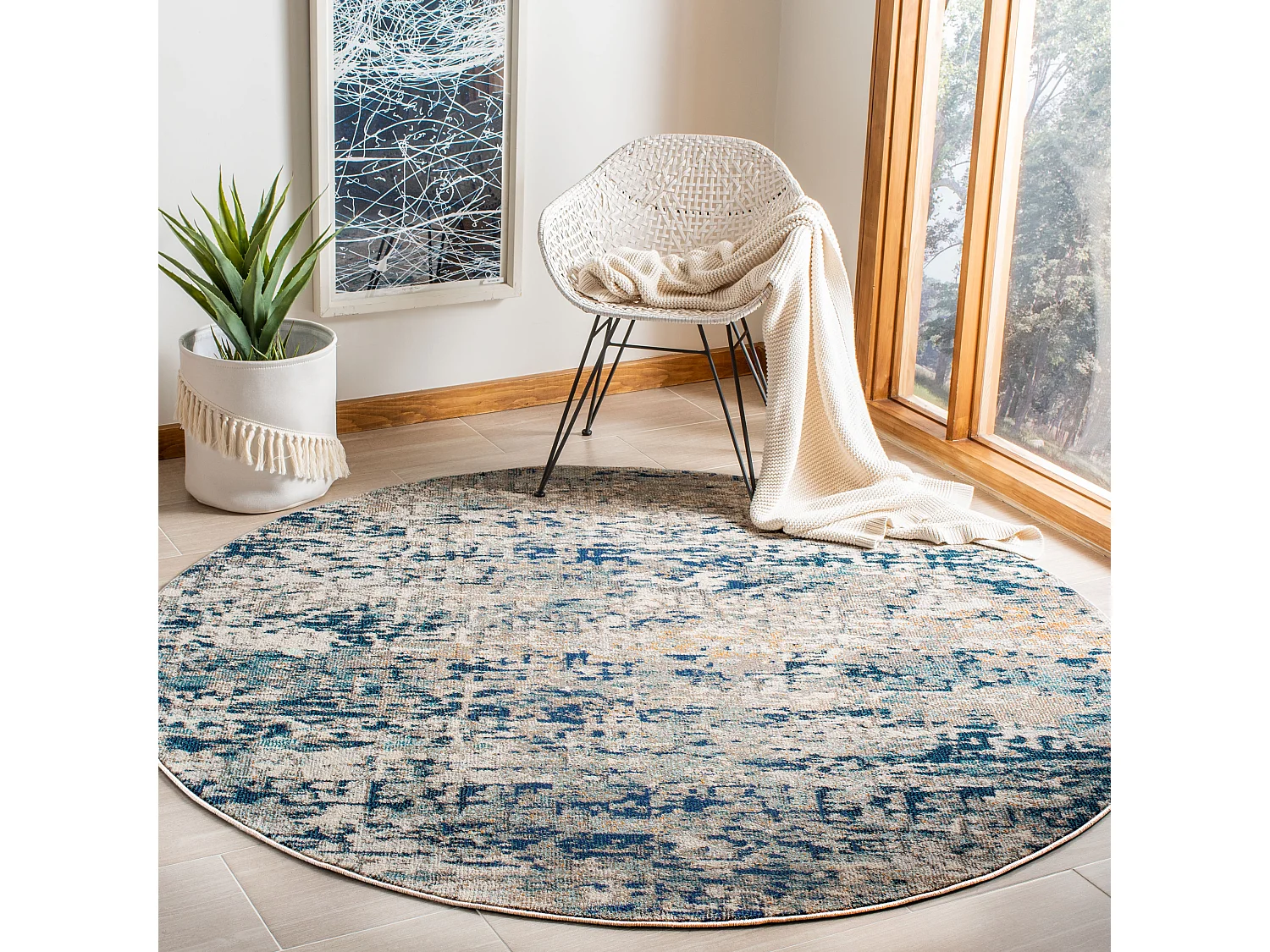 Tapis Gris/Bleu 122 X 122 cm - Manjor