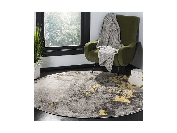 Tapis Gris/Jaune 122 X 122 cm - Evelyn